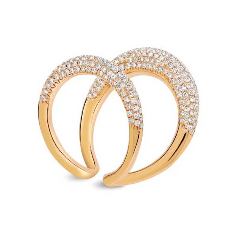 Gold Loop Knuckle Ring with Diamonds